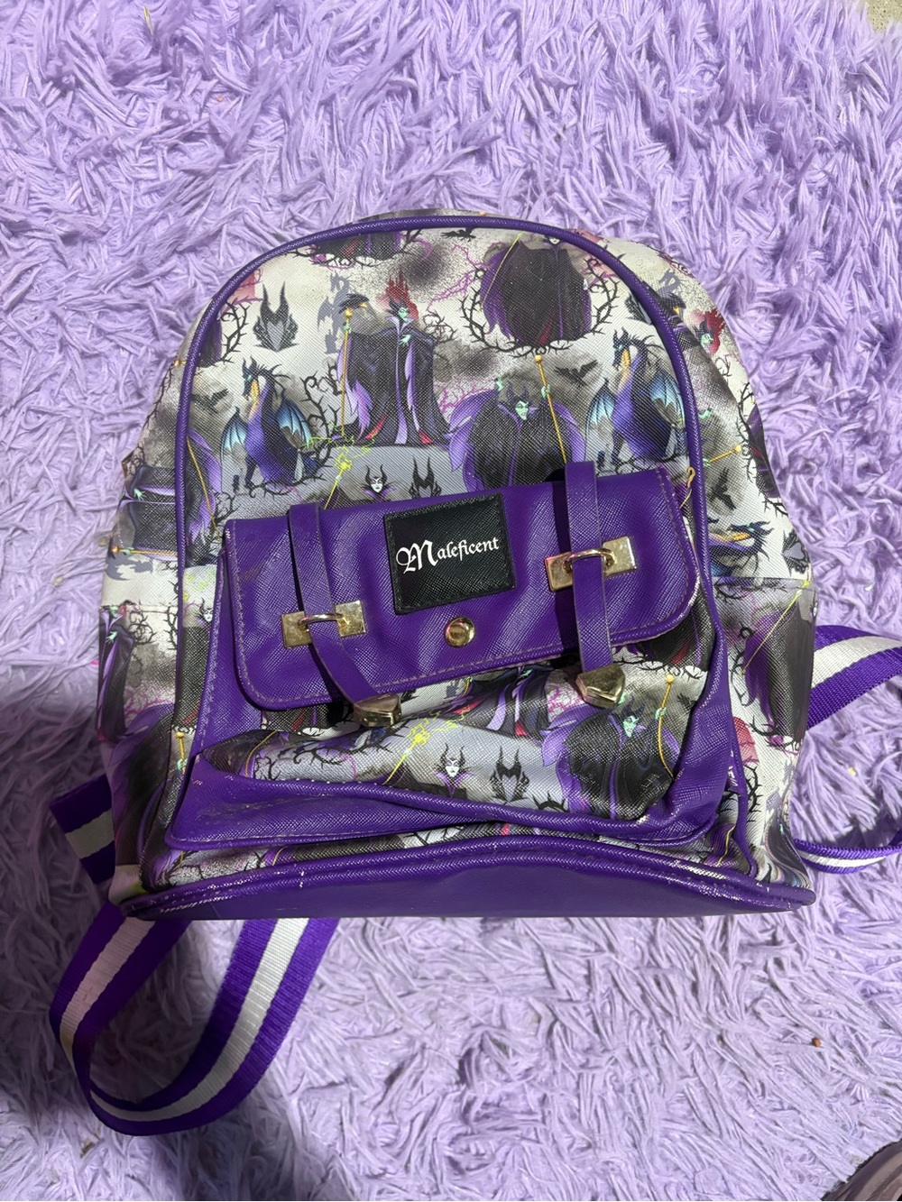 Purple Graphic Mini Backpack for Women maleficent